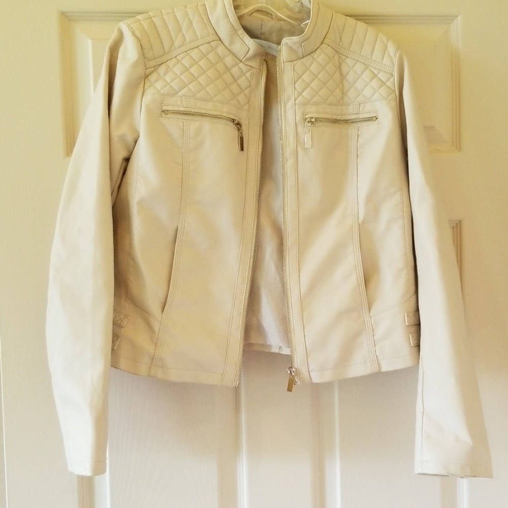 Cream colored pleather jacket